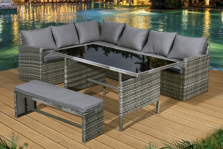 Fiji 8 Seat Corner Set in Pewter Grey