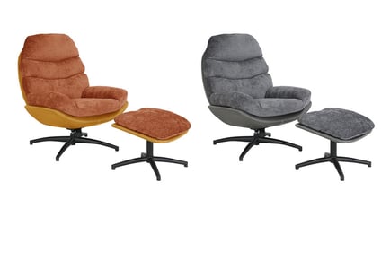 Boucle Swivel Leisure Chair with Footstool - 2 Colours!