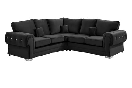 Verona Plush Velvet Fullback Corner Sofa - 6 Colours