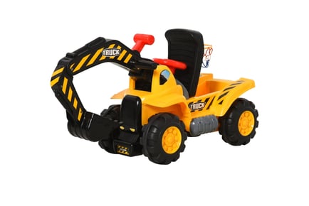 Kids' Ride On Excavator Truck Toy with Steering & Storage