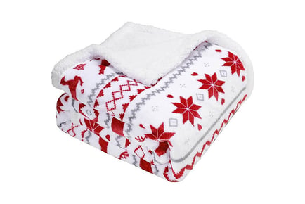 Fuzzy Christmas Theme Sherpa Fleece Throw Blanket