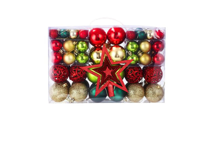 101 Pieces Christmas Balls & Star Ornament Set - 10 Colours