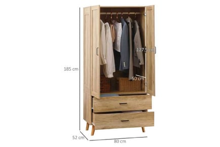 2 Door Wardrobe with 2 Drawers