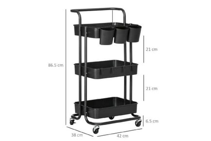 3 Tier Utility Rolling Cart w/ Baskets