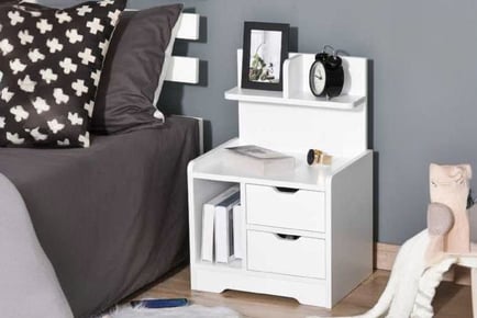 Bedside Table with 2 Drawers - Grey