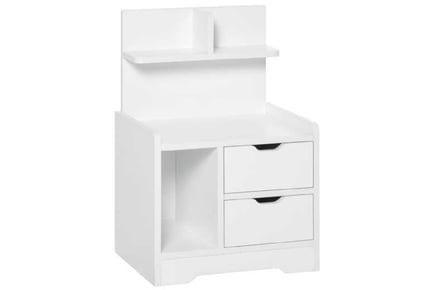 Bedside Table with 2 Drawers - Grey