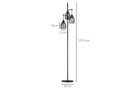 Industrial 3-Light Dimmable Floor Lamp