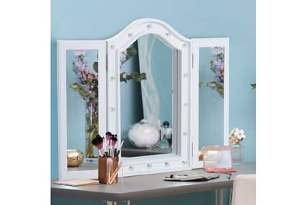 MDF Tri-Fold LED Vanity Mirror - White