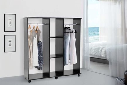 Mobile Open Wardrobe with 6 Wheels