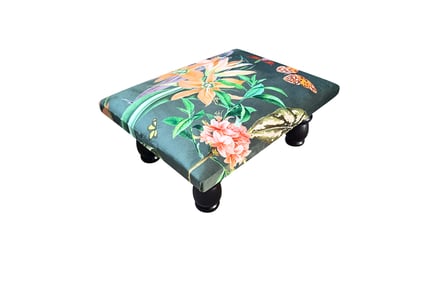 Small Bespoke Floral Footrest - Green