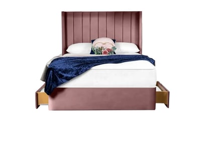 Light Pink Wingline Divan Bed & Mattress - 2 or 4 Drawers Option!