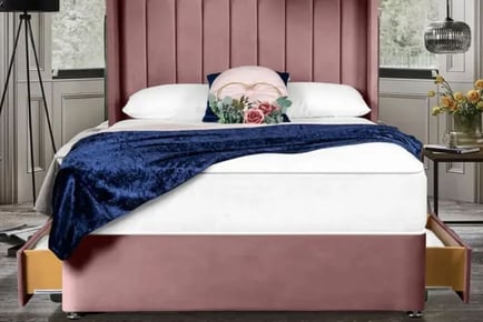 Light Pink Wingline Divan Bed & Mattress - 2 or 4 Drawers Option!