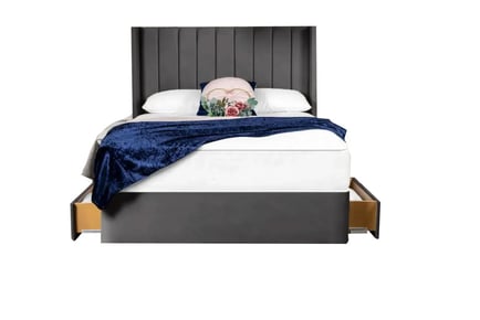 Dark Grey Divan Bed Set with Optional Storage in 5 Sizes