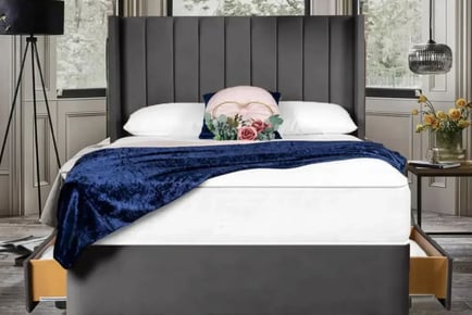 Dark Grey Divan Bed Set with Optional Storage in 5 Sizes