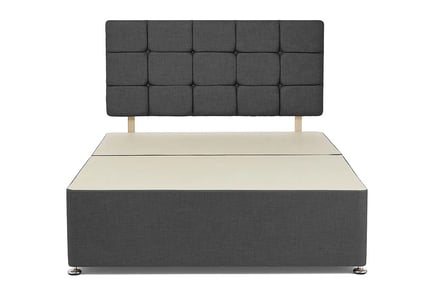 Grey Divan Bed with Headboard and Storage Options