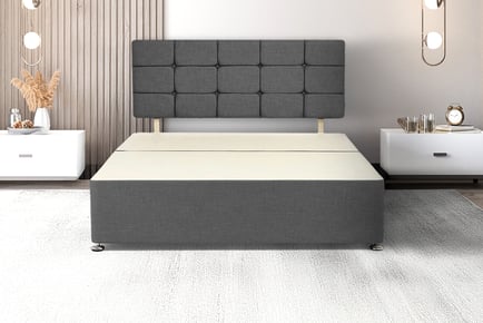 Grey Divan Bed with Headboard and Storage Options