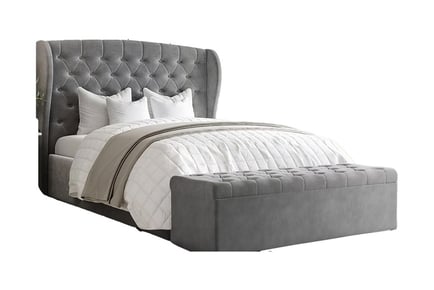 Plush Winged Bed & Mattress Set - Ottoman Storage Box - 6 Sizes!