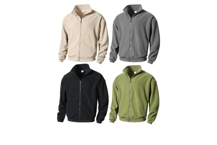 Men's Fleece Solid Colour Jacket - 5 Sizes, 4 Colours