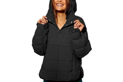 Women's Quilted Pullover Puffer Jacket, 6 Sizes, 11 Colours