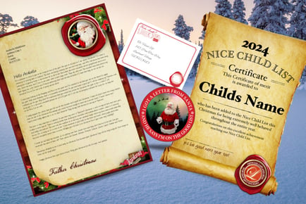 Personalised Baby's 1st Christmas Letter & Nice List Certificate