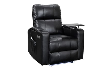 Electric Leather Recliner with Massage & Heat Functions