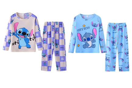 Cute Stitch Inspired 2-Piece Children's Pyjamas - 8 Sizes & 2 Colours