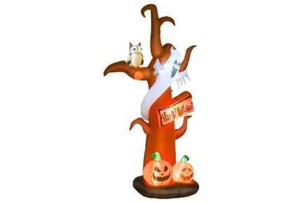 2.7m Inflatable Tree w/Ghost & Pumpkin