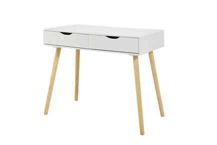 Wooden Rectangular Ivory White Computer Desk with Drawers