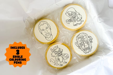 4 Halloween Biscuits & 3 Edible Colouring Pens - Doodle Biscuits