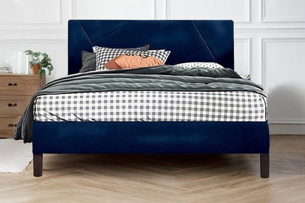 Square Design Headboard Bed Double - Ottoman and Mattress Options