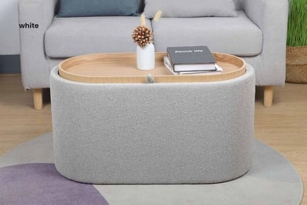 Merida Upholstered Ottoman with Reversible Lid - Grey or White