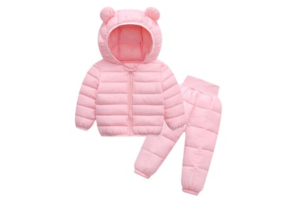 2Pc or 3Pc Kids Hooded Puffer Jacket Set: 5 Sizes, 8 Colours