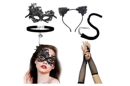 Women's Black Cat Halloween Costume Set