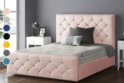 Bella Plush Diamanté Bed Frame - 6 Sizes & 7 Colours