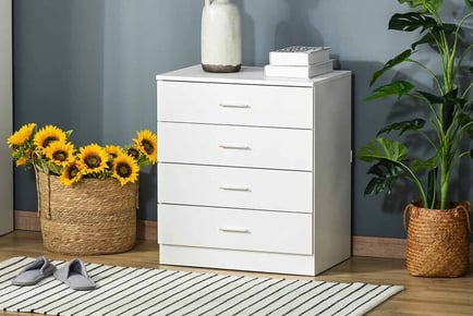 4-drawer White Classic Wooden Cabinet