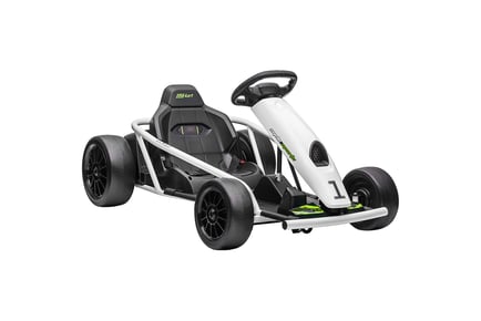 Kids' 24V White Electric Ride-On Go Kart with Two Speeds