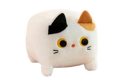 Stuffed Square Cat Plush Toy - 2 Sizes & 4 Colours