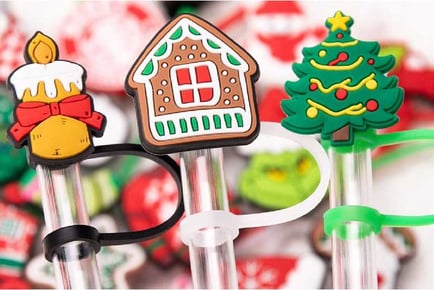 24Pcs Xmas Straw Toppers Advent Calendar