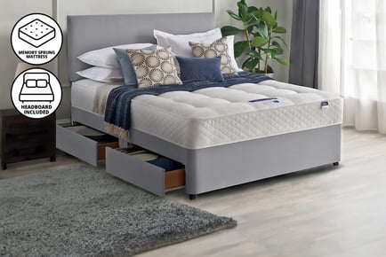 Luxury Light Grey Divan Bed & Memory Sprung Mattress!