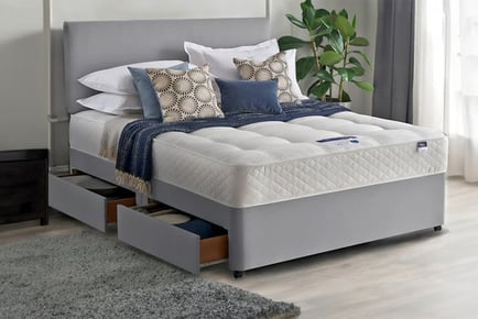 Luxury Light Grey Divan Bed & Memory Sprung Mattress!