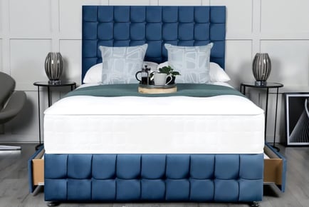 Velvet Divan Bed & Mattress Set w/ Optional Drawers - 6 Sizes