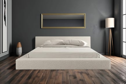 Boucle Platform Bed Frame & Headboard - 6 Sizes & 4 Colours