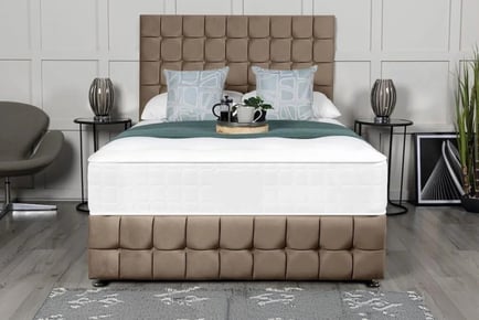 Upholstered Plush Velvet Divan Bed Set & Mattress in 16 Options