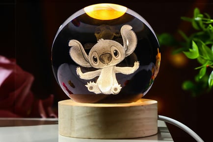 Stitch Inspired Laser Carving 3D Crystal Ball Night Light