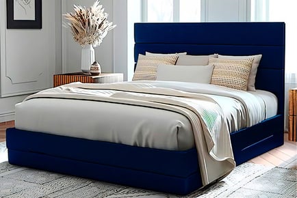 Horizontal Line Plush Headboard Ottoman Bed - 5 Colours & 4 Sizes!