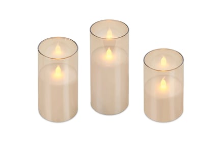 Set of 3 Glass LED Candles