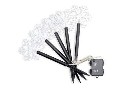 Set of 5 Christmas Snowflake Stake Lights with Timer Function