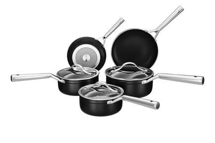 5 Piece Silver & Black Vita Deluxe Pan Set