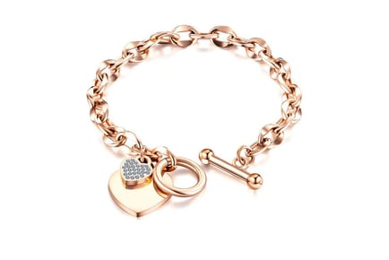 Tiffany Inspired Heart Toggle Bracelet, Optional Gift Box, Rose Gold or Silver