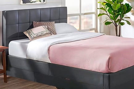 Ottoman Bed with Plush Square Design Headboard - 5 Colours & 4 Sizes!